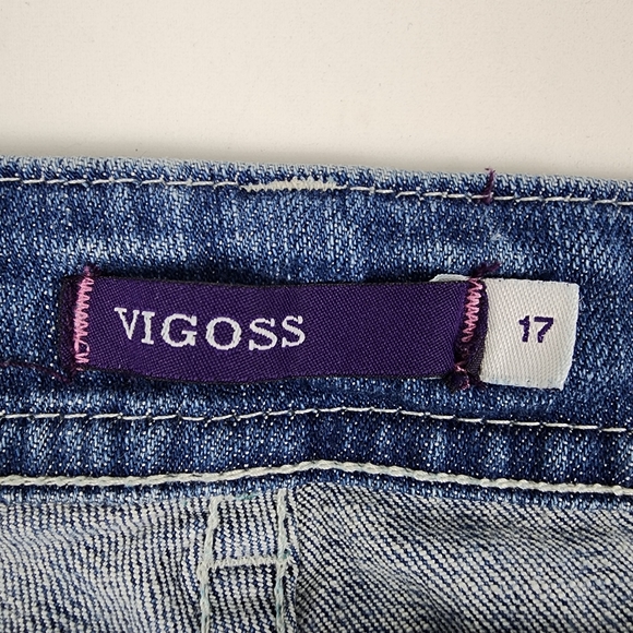 Vigoss Women Skinny Jean Mid Rise Distressed Flap Pocket Med Blue Sz 17 (36x30) - Picture 4 of 14